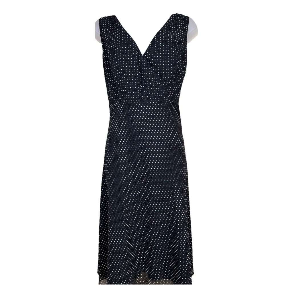 Ann Taylor Dress 8 Black/White‎ Polka Dot Faux Wrap Derby Timeless Career